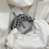 Pearls Shoulder Bags Women Temperament PU Leather Pleated Cloud Bag
