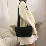Shoulder Bags Women Wide Cross-body Thread PU Leather Flaps Vintage Handbag