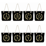 Crown 26 Letter Series Print Handbags Thick Rope Shoulder Bag for Women