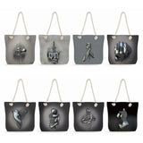 3D Love Heart Grey Art Print Tote Bag Women Shoulder Bag High Capacity Shopping