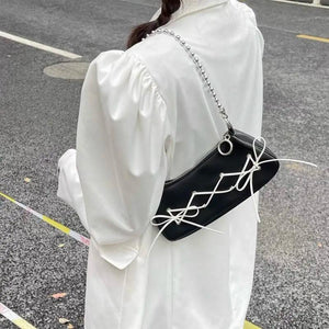 Women Handbag Criss-cross Bandage Ins Harajuku Girls Popu