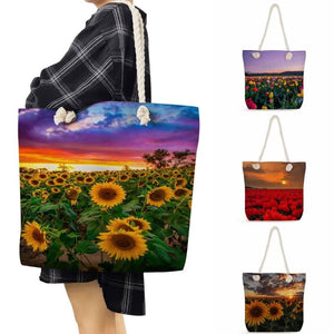 Floral Shoulder Bag Casual Tote High Capacity Handbags For Women