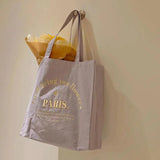 Embroidered Paris Canvas Shoulder Bag for Women