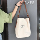 Canvas Shoulder Bags Women Casual Crossbody Stitching Bucket Bag