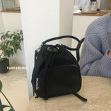Canvas Shoulder Bag Tassel Bucket Bag Girls Crossbody Tote Phone Pouch