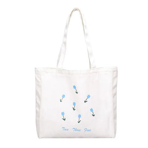 Harajuku Brother Canvas Bag Small Flower Large Capacity Shopping Bag