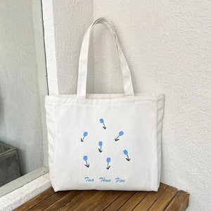 Harajuku Brother Canvas Bag Small Flower Large Capacity Shopping Bag