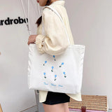Harajuku Brother Canvas Bag Small Flower Large Capacity Shopping Bag