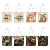 Reusable Sloth Print Shoulder Bag High Capacity Cartoon Animal Tote