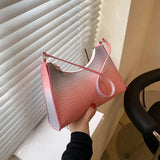 Gradient Zipper Women Shoulder Bag Crocodile Pattern Handbag