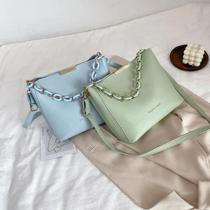 Chain Handle Crossbody Bag Women Shoulder Tote Bucket Handbag