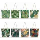 Tropical Palm Monstera Leaves Beach Tote Bag Large Capacity Women Shoulder Bag