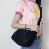 Japanese Nylon Crossbody Bag for Women, Large Messenger Handbag