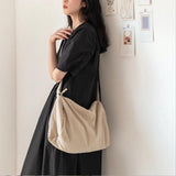 Soft Nylon Messenger Bag for Women Girls Retro Portable Travel Tote Handbag