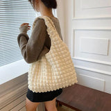 Rhombus Shoulder Bag for Women Soft Reusable Totes