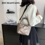 Women Down Bucket Bags Totes Space Cotton Handbag Crossbody Bags