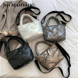 Women Down Bucket Bags Totes Space Cotton Handbag Crossbody Bags