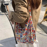 Floral Shoulder Bags Women Large Capacity Eco Friendly Vintage Handbag