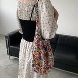 Floral Shoulder Bags Women Large Capacity Eco Friendly Vintage Handbag