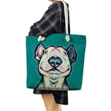 Funny Bull Terrier Dog Print Tote Handbag for Women