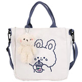 TopFight Women Canvas Shoulder Bags With Doll Ladies Shopping Handbags