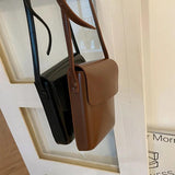 Women Pu Leather Shoulder Bag Large Capacity Crossbody Solid Flap Purse