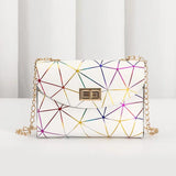 Crack Print Crossbody Bag Chain Messenger Shoulder Handbag