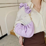 Pleated Underarm PU Leather Hobos Bag - Stylish Womens Cloud Handbags