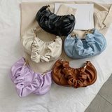Pleated Underarm PU Leather Hobos Bag - Stylish Womens Cloud Handbags