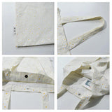 Casual Canvas Shoulder Bag with Large Capacity Embossed Daisy Handbag