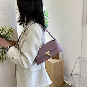 Stone Pattern Shoulder Bag PU Leather Chain Female Bag Retro