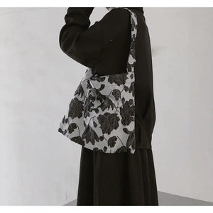 Vintage Floral Embroidery Shoulder Bag Canvas Tote