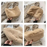 Plush One-Shoulder Chain Handbag