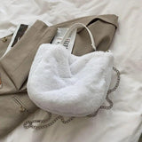 Plush One-Shoulder Chain Handbag