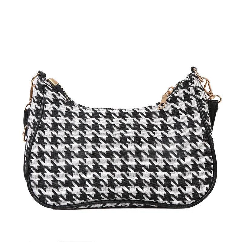 Vintage Plaid/Argyle Pattern Shoulder Bag Women Retro Crossbody Bag