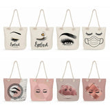 High Capacity Tote Bag Eye Lashes Print Women Shoulder Bag