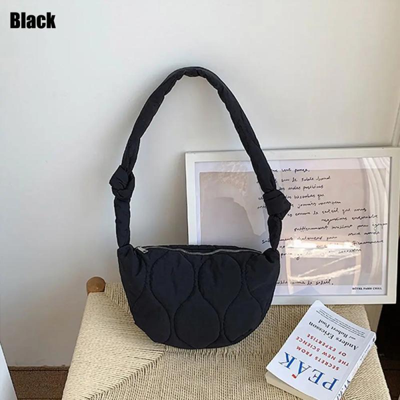 Women Large Capacity Lightweight Winter Quilted Tote Bag Plaid Shoulder Bags