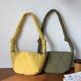 Women Large Capacity Lightweight Winter Quilted Tote Bag Plaid Shoulder Bags