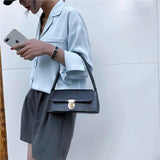 Women Shopping Bag Retro Casual Ladies Underarm Handbag Stone Pattern Shoulder B