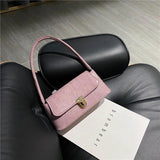 Women Shopping Bag Retro Casual Ladies Underarm Handbag Stone Pattern Shoulder B