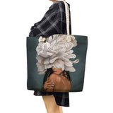Feathers Abstract Print Tote Bag for Women - High Capacity Handbag