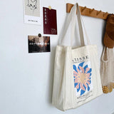 French Arts Female Canvas Shoulder Bag Matisse Flower Print Book Handbag