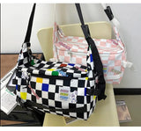Vintage Crossbody Bag Harajuku Handbag Contrasting Plaid Shoulder Bag