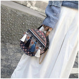 Bohemian Round Rattan Woven Beach Shoulder Bag