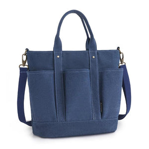 Women's Canvas Shoulder Bag Large Tote Shopper Handbag Solid Color
