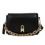 Small Square Bag Lingge PU Shoulder Handbag Thick Chain Crossbody