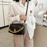 Small Square Bag Lingge PU Shoulder Handbag Thick Chain Crossbody