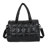 Winter Shopper Travel Handbags Nylon Waterproof Grid Soft Totes High Capacity
