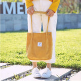 Corduroy Shoulder Bag Reusable Shopping Casual Tote Female Handbag