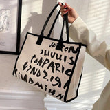 Vintage Print Women Handbag Canvas Shopping Bag Large Capacity